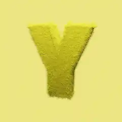 Fuzzy yellow letter Y spinning