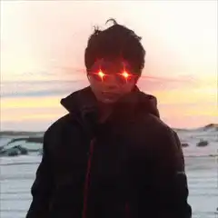 man shooting laser beams from eyes