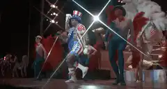Uncle Sam dancing on stage