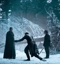 Jon Snow kneels before Ned Stark