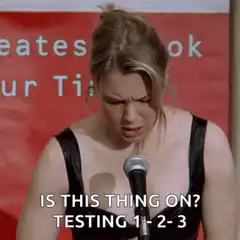 Reese Witherspoon testing microphone
