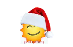 sun emoji wearing santa hat