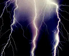 Lightning bolts in dark sky