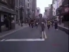 Rocky running in the street