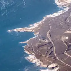Aerial view of a rugged coastline