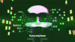 Glitchy bald face with text