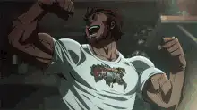 Eren Yeager flexing muscles