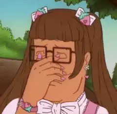 Girl crying behind hand cartoon