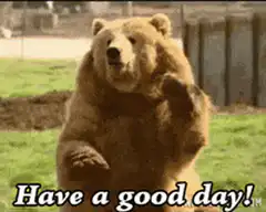 Bear waving have a good day