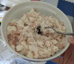tuna salad with a spoon