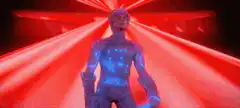 Blue Man Group performer with red laser lights