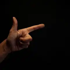 Hand gun finger with bang flag