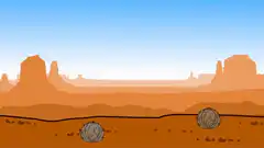 Tumbleweeds rolling in desert