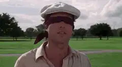 Blindfolded man stop thinking let things be the ball