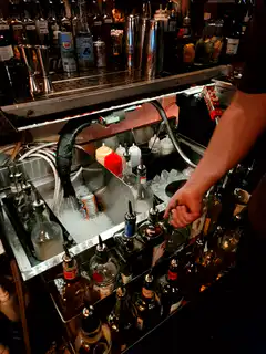 bartender fills glass with ice