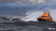 RNLI lifeboat in rough seas