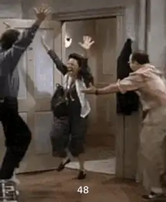 Monica Geller jumping into arms