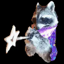 Raccoon holding star wand