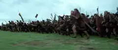 Viking warriors charging into battle
