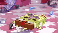 SpongeBob looking hungover and exhausted
