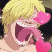 Sanji with hearts and tongue out