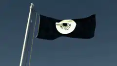 Black flag with white eye waving