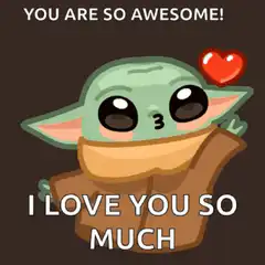 Baby Yoda blowing a kiss with heart