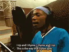 Dylon rapping in the studio