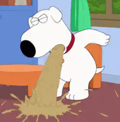 Brian vomiting on the floor