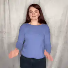 Woman shrugs and claps hands