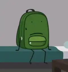 Green backpack smiles