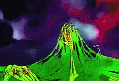 Skeletons dancing in a colorful void