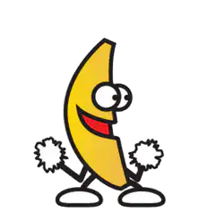 cheerful banana with pom poms