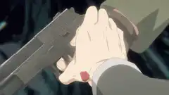 Hand holding gun then letting go