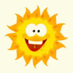 Happy cartoon sun waving