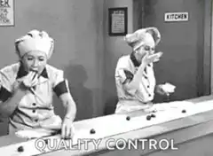 Two women doing quality control on a conveyor belt
