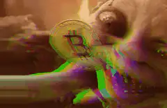 Gollum holding a Bitcoin coin