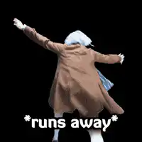 Character runs away with arms outstretched