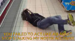 woman falling down screaming