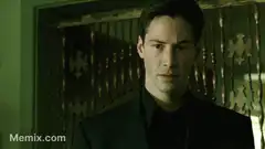 Keanu Reeves looks at Zap Harder sign