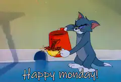 Tom spills coffee Happy Monday