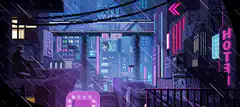 cyberpunk city street rain loop