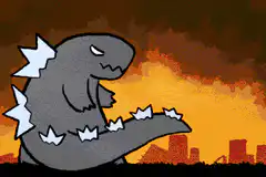 Godzilla breathes a rainbow