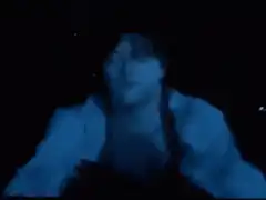 blue night vision person moving