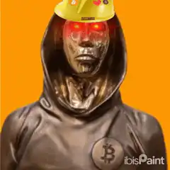 Bitcoin Hooded Statue with Glowing Eyes