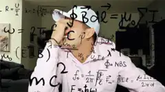 Man overwhelmed by physics equations