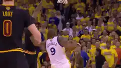 Andre Iguodala layup over LeBron James