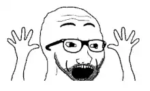 Bald man with glasses screaming