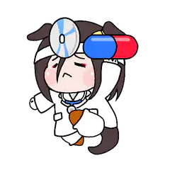 Chibi doctor with pill and CD