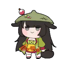 chibi girl green hat